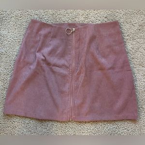 SHEIN corduroy pink zipper front mini skirt, size L